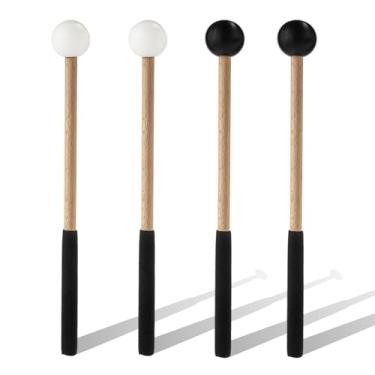 Imagem de 2 pares de marretas de xilofone, palitos de percussão de borracha de 21 cm com alça de borracha macia, para glockenspiel Marimba Tímpano Língua Tambor Bell