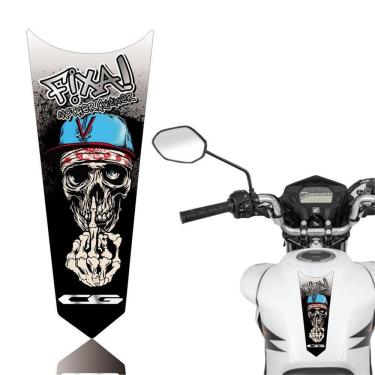 Imagem de Adesivo Faixa Gravata Tanque Moto Cg 125/150/160 Titan Fan Start Caveira Fixa Cor Preto