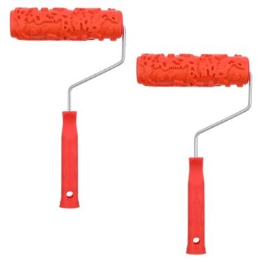 Imagem de PercyEffie 2 peças de rolos de pintura de rolo de textura de parede de 18 cm para pintura de paredes rolos de borracha Knockdown textura esponja drywall tintas texturizadas pequeno rolo de pintura