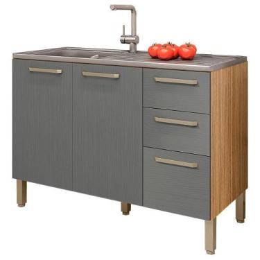 Imagem de Balcao Para Pia 3 Portas 2 Gavetas 120 Cm Mad Versalhes Ktp - Kit's Pa