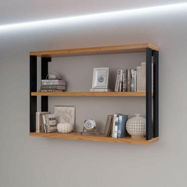 Imagem de Nicho 2 Prateleiras 89,5cm Freijó Com Preto Dalla Costa F26