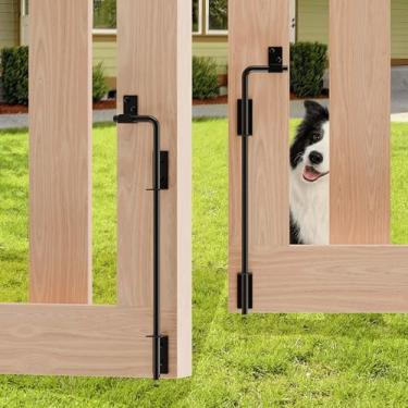 Imagem de Haste de queda de portão de cana de 45 cm, trava quadrada para uso pesado, parafusos de cana para portões de cercas de metal e vinil de madeira (acabamento preto, pacote com 2)