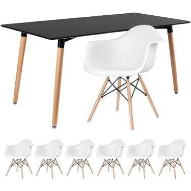 Imagem de Loft7, Mesa de jantar retangular Eames 80 x 160 cm + 6 cadeiras Eiffel DAW