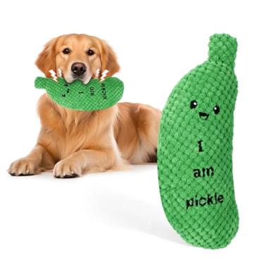 Imagem de BABORUI Pickle Brinquedos para cães que rangem, brinquedos engraçados para cães mastigadores agressivos, brinquedos de pelúcia para cães pequenos/médios/grandes exercícios e acompanhamento, verde