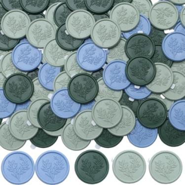 Imagem de Adesivos de lacre de cera azul poeira, adesivo de vedação de envelope de casamento de eucalipto verde sálvia, 50 peças autoadesivos Prosecco selfsealstickers (verde azul 3)