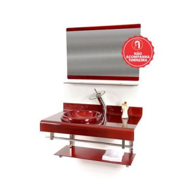 Imagem de Gabinete de Vidro 90cm para banheiro Alemanha - EKASA, Vermelho Cereja