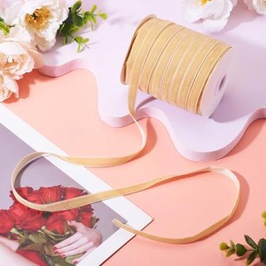 Imagem de Fita de veludo de 50 metros de largura, fita de veludo de face única, fitas de tecido cáqui escuro para embrulho de presente, artesanato, guirlanda, decoração de Natal