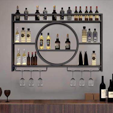 Imagem de Prateleiras De Bar De Barras De Parede Para Casa, Pub, Porta-vinhos Para Armário, Prateleiras De Parede Finas Para Quarto, Prateleiras De Bar Para Casa, Pub Para Casa, Dec, Black, 140 * 15 * 80cm