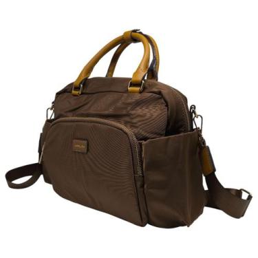 Imagem de Bolsa Feminina Elegante Original Twill Fibra Mão Chenson, Cafe, UN