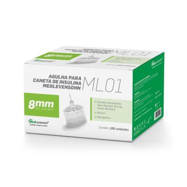 Imagem de Agulha 8mm Para Caneta De Insulina Medlevensohn 100 Unid