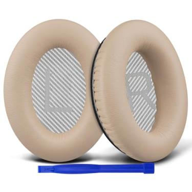 Imagem de SoloWIT Almofadas de substituição para Bose fones de ouvido, para Bose QuietComfort 15 QC15 QC25 QC2 QC35/Ae2 Ae2i Ae2w/SoundTrue & SoundLink Around-Ear & Around-Ear II-Couro de Proteína Bege
