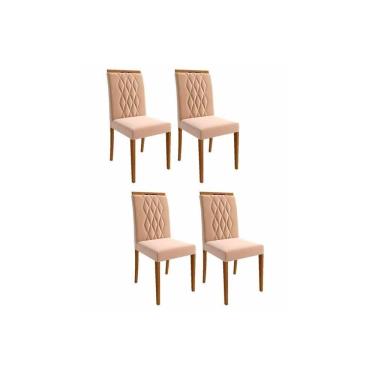 Imagem de Cadeira Sala De Jantar Juliana Kit 4 Un Madeira/Suede Nude - Cimol