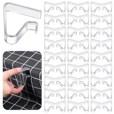 Imagem de LIQWEI 60 clipes de toalha de mesa transparentes, clipes de plástico para toalha de mesa à prova de vento, suporte de toalha de mesa, grampos para Natal, aniversário, festa de casamento, acampamento
