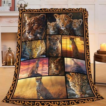 Imagem de Manta de guepardo, cobertor de flanela, mercadoria, decoração aconchegante, felpudo, macio, macio, leve, presentes para amantes, meninas, homens, meninos, sofá, 127 x 101 cm