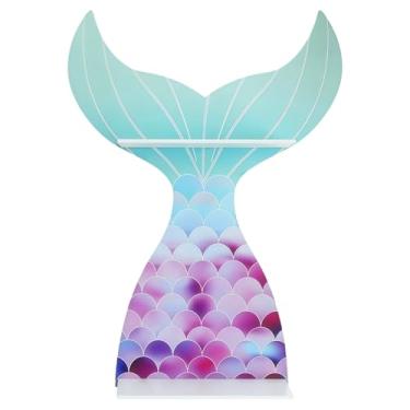 Imagem de Prateleiras flutuantes de rabo de peixe para decoração de parede, prateleiras de armazenamento de parede de cor gradiente de quarto, organizadores exclusivos para economia de espaço, 2 peças de