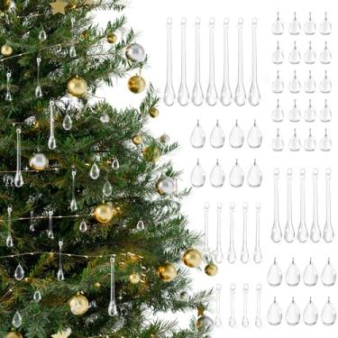 Imagem de 120 peças de enfeites de gelo de Natal, pingentes de árvore de Natal em acrílico transparente, enfeite de cristal para decorações de Natal, decoração de festa do país das maravilhas de inverno (120)