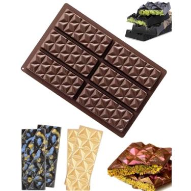 Imagem de Molde de silicone antiaderente para chocolate – 1 pacote com molde de barra grossa em forma de pirâmide para doces energéticos de proteína e derretimento de cera, design de quebra com 6 cavidades