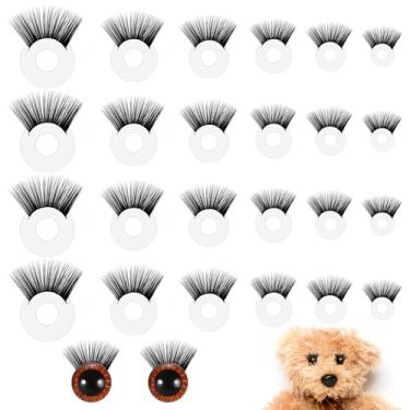 Imagem de 24 peças de cílios de boneca de segurança para crochê, animais de pelúcia, cílios de crochê, 6 tamanhos de cílios de boneca para amigurumi fantoche ursinho de pelúcia para fazer animais de pelúcia