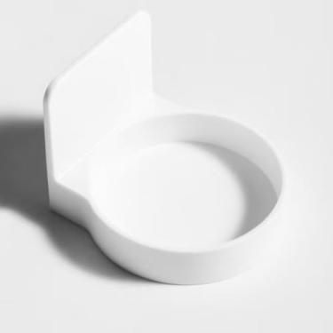 Imagem de Ueeksry 2 peças de prateleira de parede flutuante redonda de plástico adesivo, suporte de copo montado na parede, organizador de garrafas de chuveiro