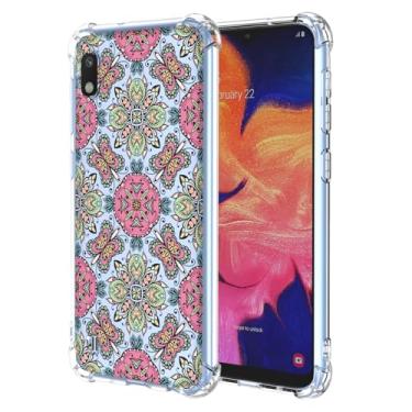 Imagem de WEIOUHR Capa para Galaxy A10 Samsung A10 Capa de telefone TPU transparente e macia, design de estilo boêmio, leve resistente a arranhões, para Samsung Galaxy A10 (rosa verde)