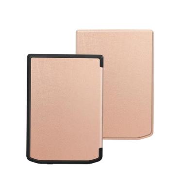 Imagem de FJIASTB Capa para Pocketbook Verse Lite eReader de 15 cm (PB619), TPU à prova de quedas + capa de couro PU resistente a arranhões com despertar/hibernar automático (ouro rosa)