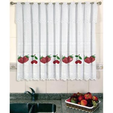Imagem de Cortina de Renda - Copa e Cozinha - Bartolini - Morangos e Cerejas - 2