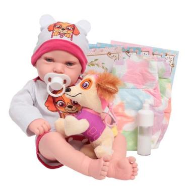 Imagem de Bebê Reborn Larinha Realista Silicone Carequinha Acessórios - Cegonha 