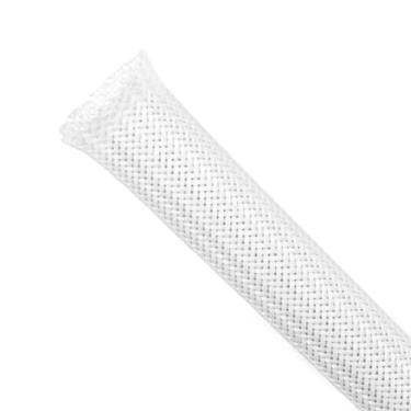 Imagem de Manga trançada, capa de cabo expansível de PET, gerenciamento de cabos de malha para TV, computador, home theater, protetores de cabos flexíveis de animais de estimação que não mastigam (branco, 1