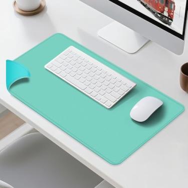 Imagem de Tapete de mesa de couro dupla face - almofada de mesa impermeável - ideal para mouse pad grande e tapetes de mesa em cima de mesas (verde, 63,5 cm x 33 cm)