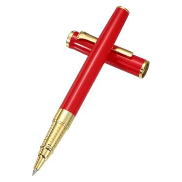 Imagem de PATIKIL Caneta esferográfica de metal luxuosa, 0,5 mm, tinta preta, esferográfica, luxo, artesanato, presente para homens, mulheres, escritório, escrita, vermelha, HH-607