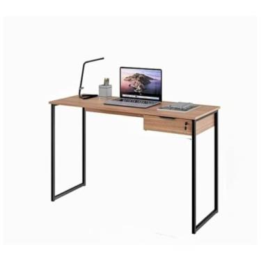 Imagem de Mesa Escrivaninha Moderna Industrial com Pés de Metal e Gaveta com Chave - Design Minimalista para Home Office