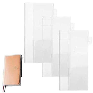Imagem de KFHENSOMR 3 peças de capa de plástico fosco para semanas, 20 × 19 cm, capa protetora de PVC para agenda, transparente, à prova de poeira, à prova d'água, capas de plástico para livros, acessórios