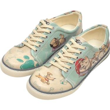 Imagem de DOGO Tênis feminino de couro vegano, feito à mão e exclusivo, Design Sleeping Dogs, 7