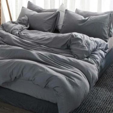 Imagem de Jogo De Cama Cinza Solteiro 4 Peças Com Edredom 230X150Cm - Casa Da Fa