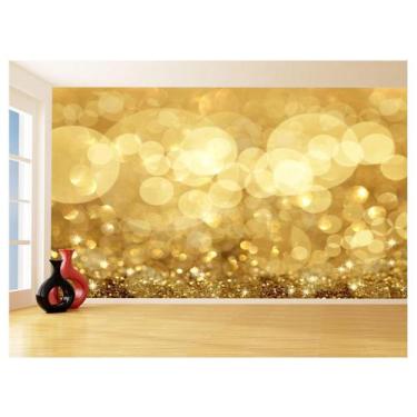 Imagem de Papel De Parede 3D Geométrico Dourado Desfoque 3,5M Gmt92 - Você Decor