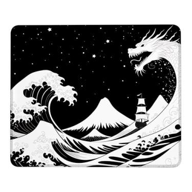 Imagem de Tapete de rato preto e branco com base de borracha antiderrapante, tapete de rato lavável com bordas costuradas, pequenos tapetes de rato para computadores, laptop, jogos, escritório e casa, 24 x 20