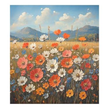 Imagem de Blueangle Pintura a óleo vintage flores silvestres capa ímã máquina de lavar louça, decoração frontal da capa da máquina de lavar louça, adesivos de eletrodomésticos, 58 cm C x 66 cm adesivo magnético