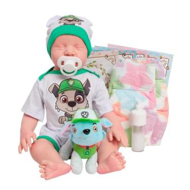 Imagem de Boneco Reborn Bebê Realista 100% Silicone Com Pelúcia - Cegonha Reborn