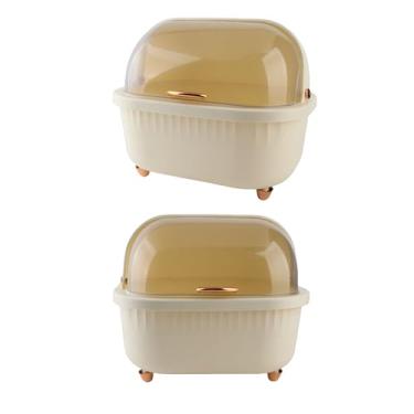 Imagem de ZAWELIYO Caixa de Secagem de Pratos Multifuncional Organiza Eficientemente Utensílios de Mesa Com Tampa para Armazenamento de Cozinha Escorredor de Pratos de Plástico para Economizar Espaço (Damasco