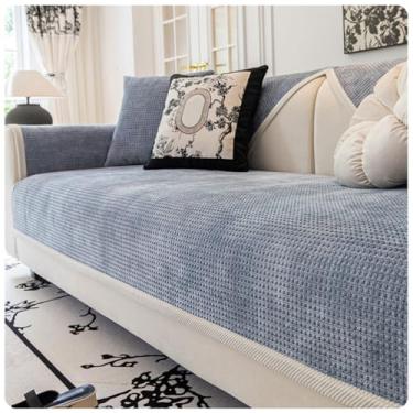 Imagem de SPXMQSS Capas de sofá para sofá, capa de sofá seccional, macia de chenille, capa de sofá de 1/2/3/4 lugares, protetor de móveis em forma de L, capa de sofá antiderrapante universal E 90 x 90 cm