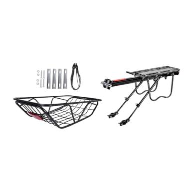 Imagem de KiBcsLic Cesto traseiro para bicicleta, organizador de bagagem, grande capacidade, com suporte, elegante cesto para transportar cães e guardar objetos durante, W Shaped