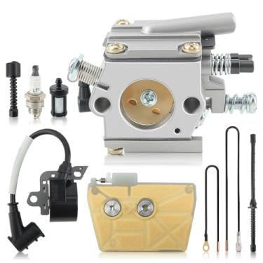 Imagem de Carbhub Carburador adequado para motosserra STIHL 038 MS380 MS381 038 AV Motosserra substituir 11191200602, 0000 400 1300, 1119 120 0605 com filtro de linha de combustível de bobina de ignição