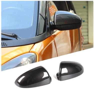 Imagem de Tumukiw 2 peças de guarnições de capa de espelho retrovisor de carro compatíveis com Mercedes Benz Smart 451 Fortwo 2009 2010-2014 2015 capa protetora de espelho retrovisor lateral do carro (fibra de