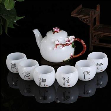 Imagem de Conjuntos de chá de cerâmica, conjunto de café da China, conjunto de chá, conjunto de chá de porcelana, chávenas de chá de flor, esmaltado, exclusivo, borboleta, rosa, conjuntos de chá de cerâmica