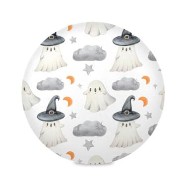 Imagem de Wassud Jogo americano Playful Watercolo Ghosts tapetes de mesa redondos para cozinha e jantar tapetes laváveis resistentes ao calor decoração de mesa 39 cm