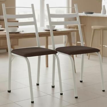 Imagem de Kit 2 Cadeiras Tubular America 061 Branco Assento Madeira Imbuia Artef