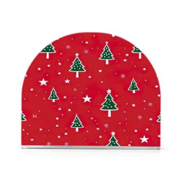 Imagem de Wassud Porta-guardanapos de acrílico com estrelas de árvores de Natal, dispensador de guardanapos de papel moderno em forma de U para mesa, cozinha, sala de jantar, bancada 1 peça (comporta 50-60