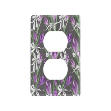 Imagem de Wassud Flores com laço para interruptor de luz placa decorativa para tomada de parede para tomadas elétricas duplex