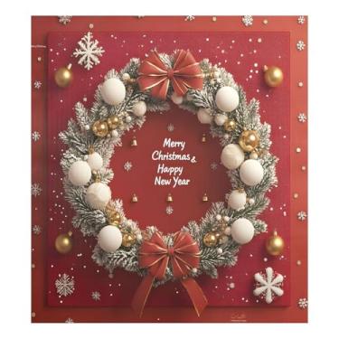 Imagem de STAYTOP Guirlanda de Natal capa magnética para máquina de lavar louça, 58 x 66 cm, capa decorativa para geladeira para porta da frente, adesivo magnético para máquina de lavar, painel de geladeira