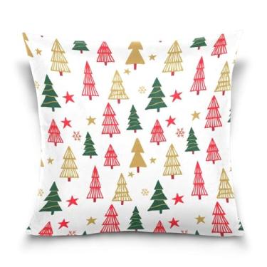 Imagem de Wassud Capas de almofada, árvores de Natal, 50 x 50 cm, capa decorativa para sofá, sofá, casa, casa de fazenda, decoração de quarto #93